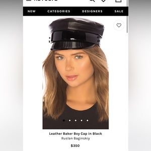 Ruslan Baginskiy leather baker boy hat in black size medium